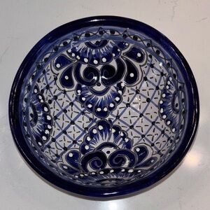 Blue and White Decorative Ceramic Bowl - Classic Handcrafted Design